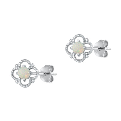 Silver Lab Opal Earrings