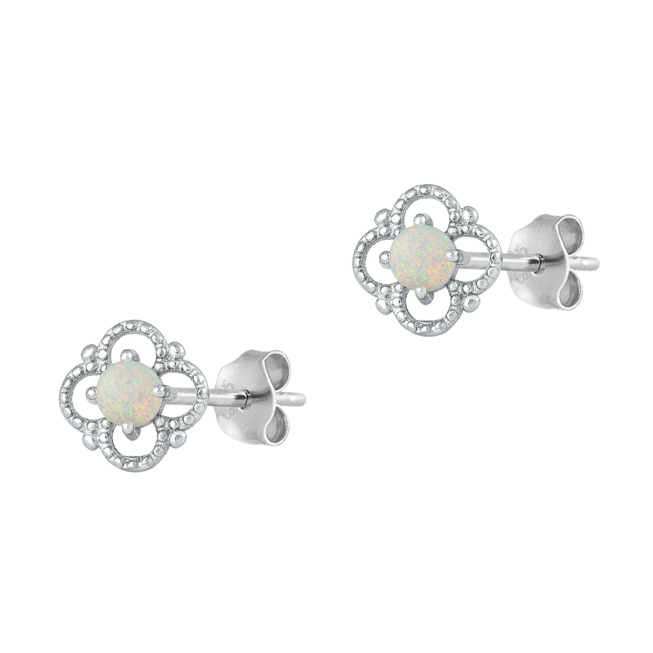 Silver Lab Opal Earrings