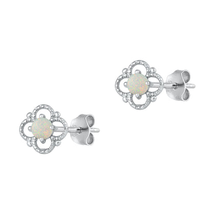 Silver Lab Opal Earrings