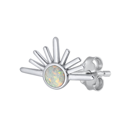 Silver Lab Opal Earrings - Sunset