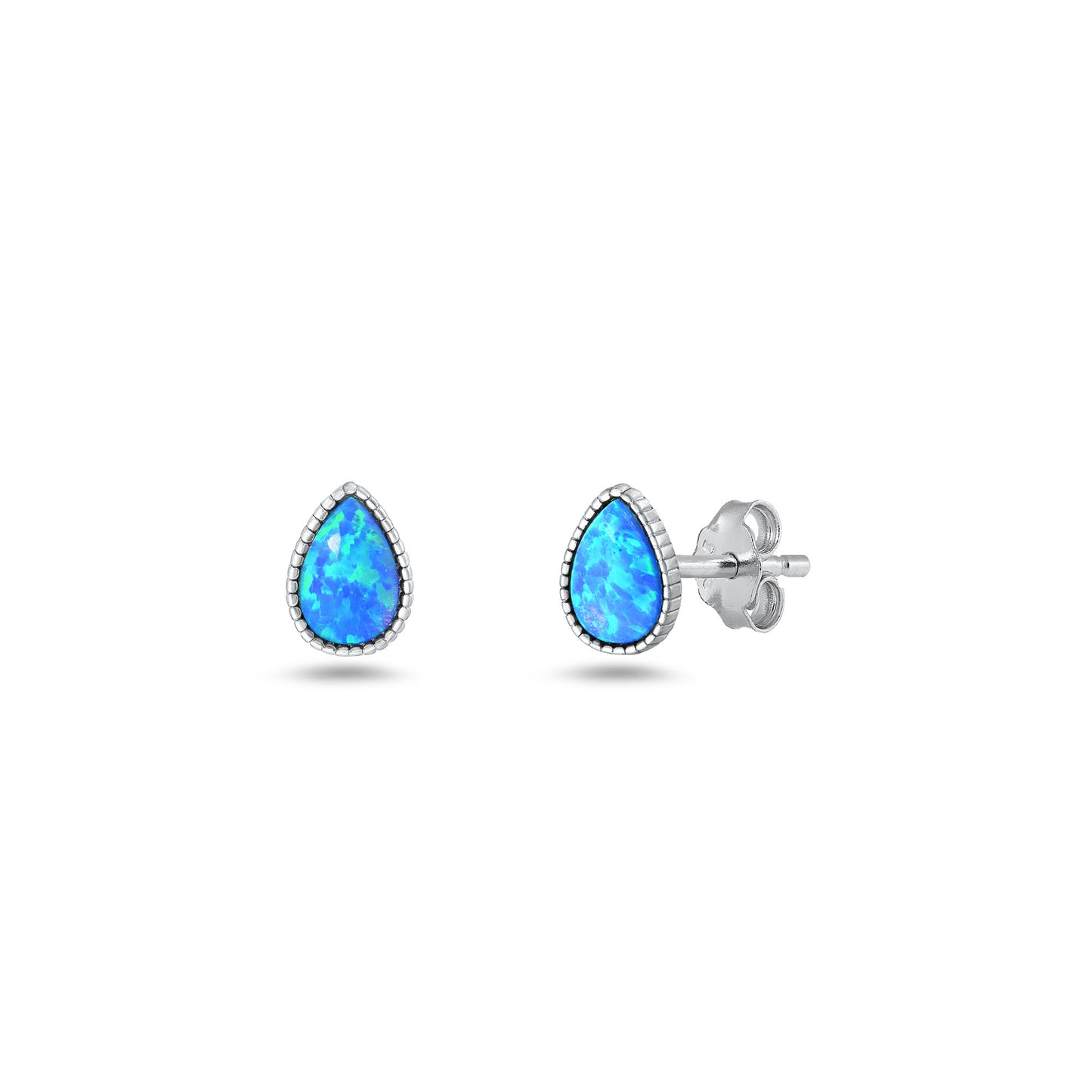 Silver Lab Opal Earrings - Teardrop