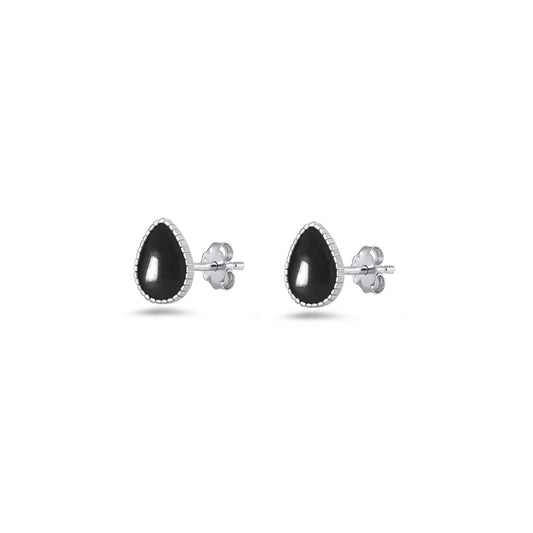 Silver Stone Earring - Teardrop