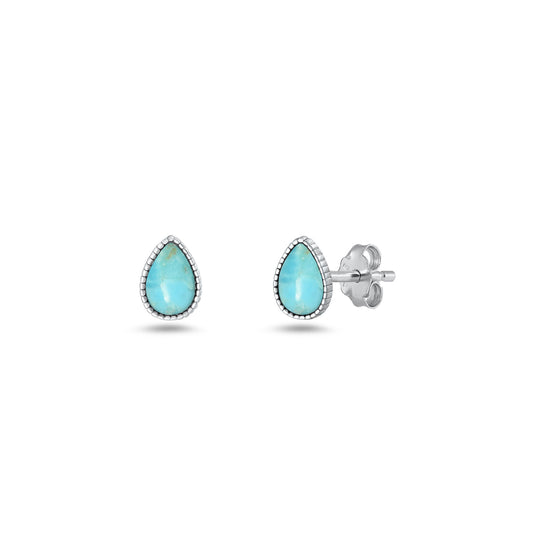 Silver Stone Earring - Teardrop