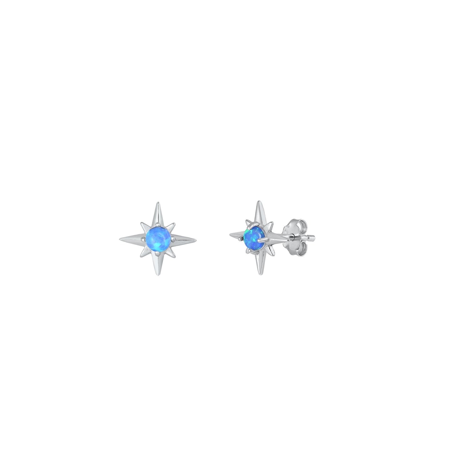 Silver Lab Opal Earrings - Star