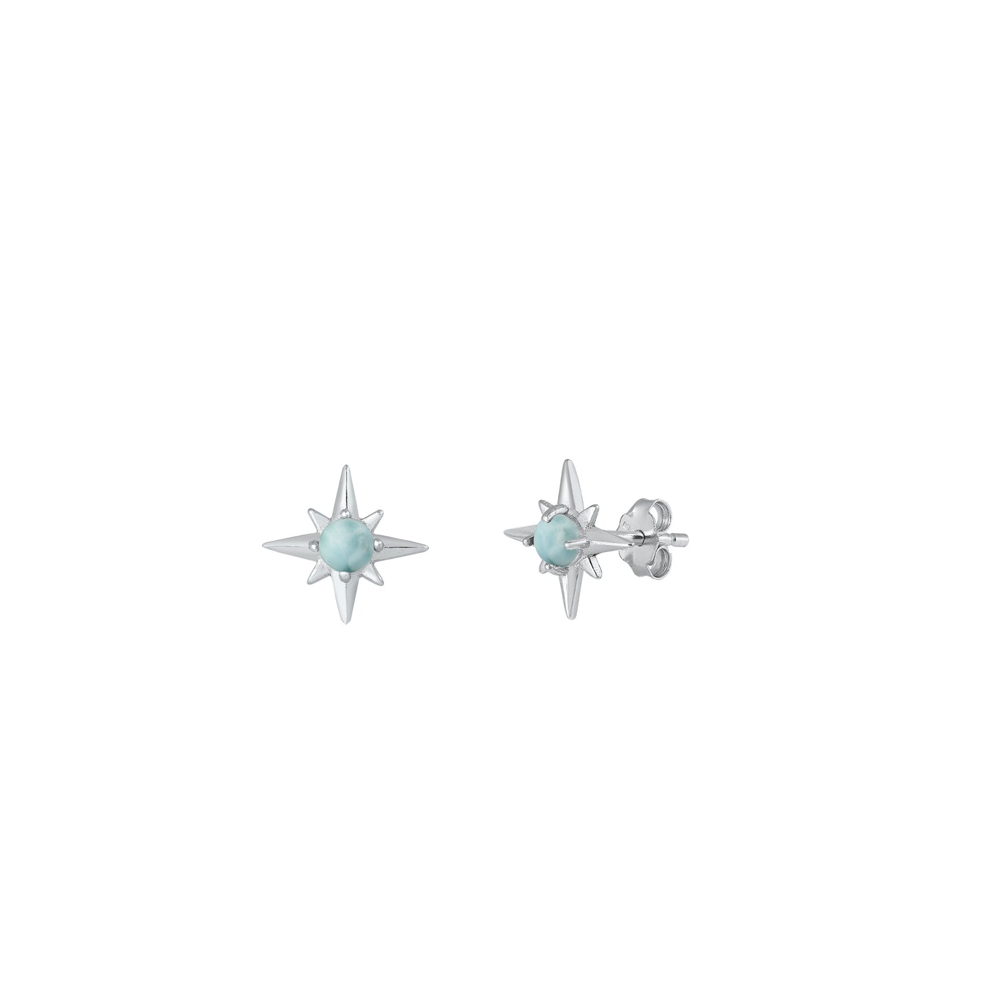 Silver Stone Earrings - Star