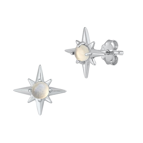 Silver Stone Earrings - Star