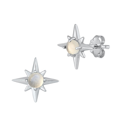 Silver Stone Earrings - Star