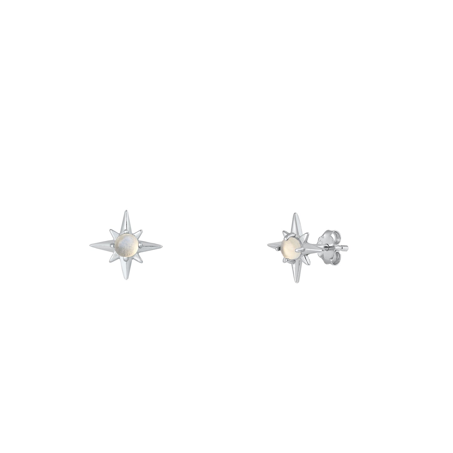 Silver Stone Earrings - Star