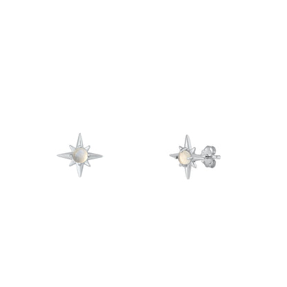 Silver Stone Earrings - Star