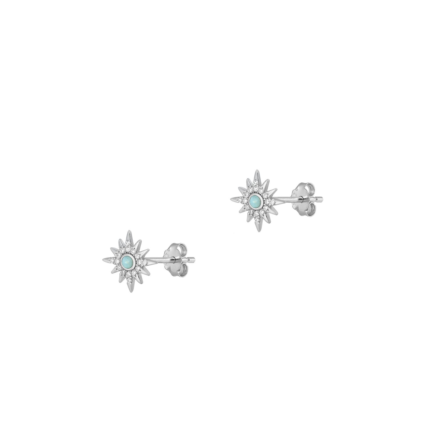 Silver Stone Earrings - Star
