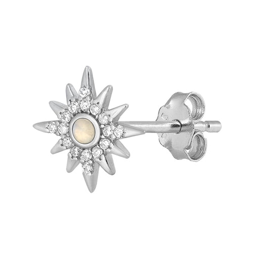 Silver Stone Earrings - Star