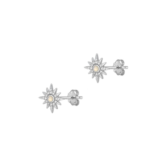 Silver Stone Earrings - Star
