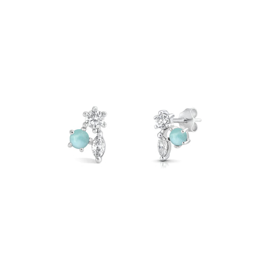 Silver Stone Earring - Cluster