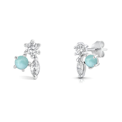 Silver Stone Earring - Cluster