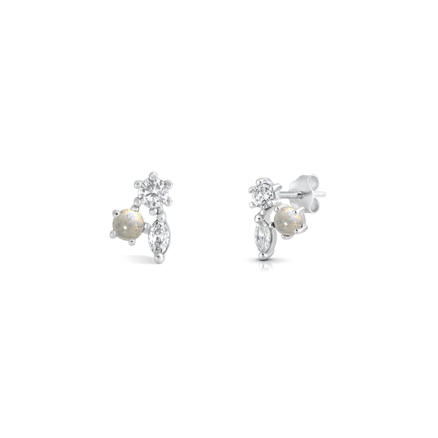 Silver Stone Earring - Cluster