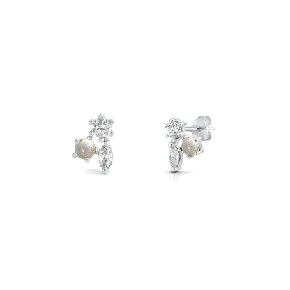 Silver Stone Earring - Cluster