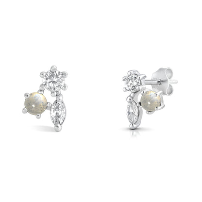 Silver Stone Earring - Cluster