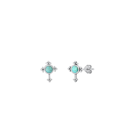 Silver Stone Earrings - Cross