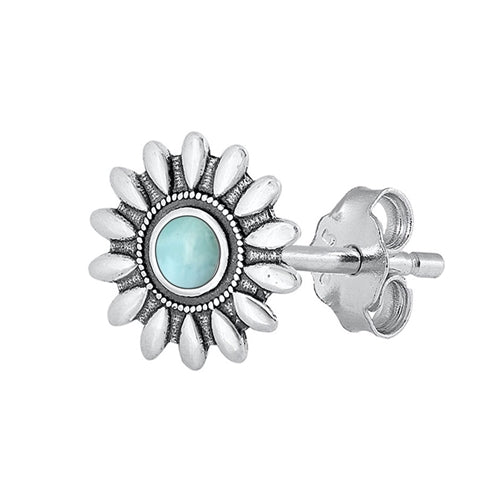 Silver Stone Earrings - Flower