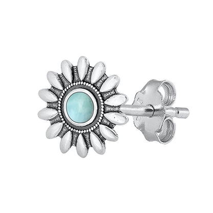 Silver Stone Earrings - Flower