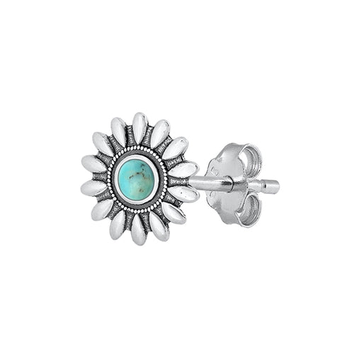 Silver Stone Earrings - Flower