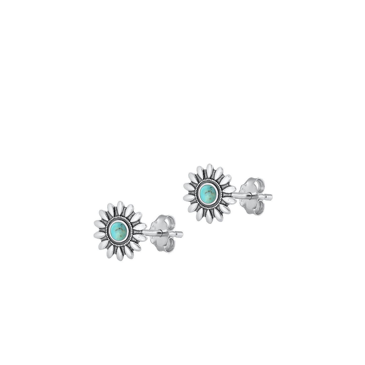 Silver Stone Earrings - Flower