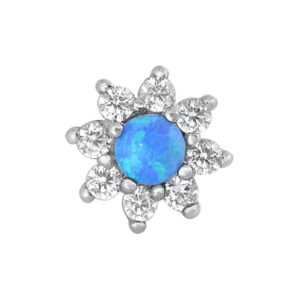 Silver Lab Opal Earrings - Flower