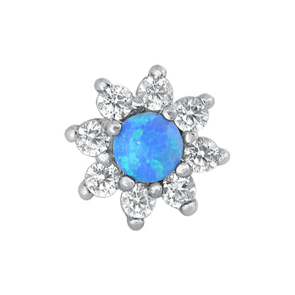 Silver Lab Opal Earrings - Flower