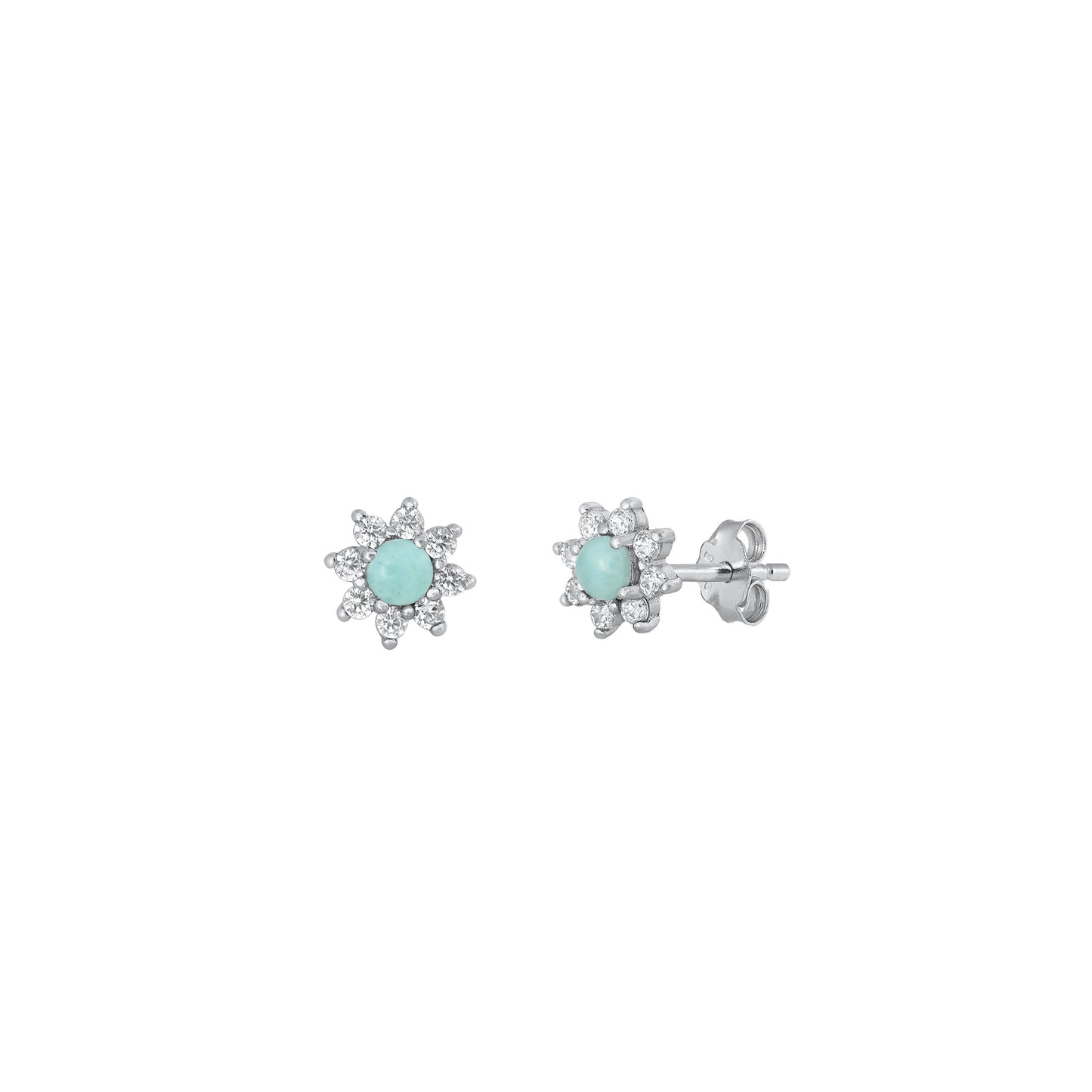 Silver Stone Earrings - Flower
