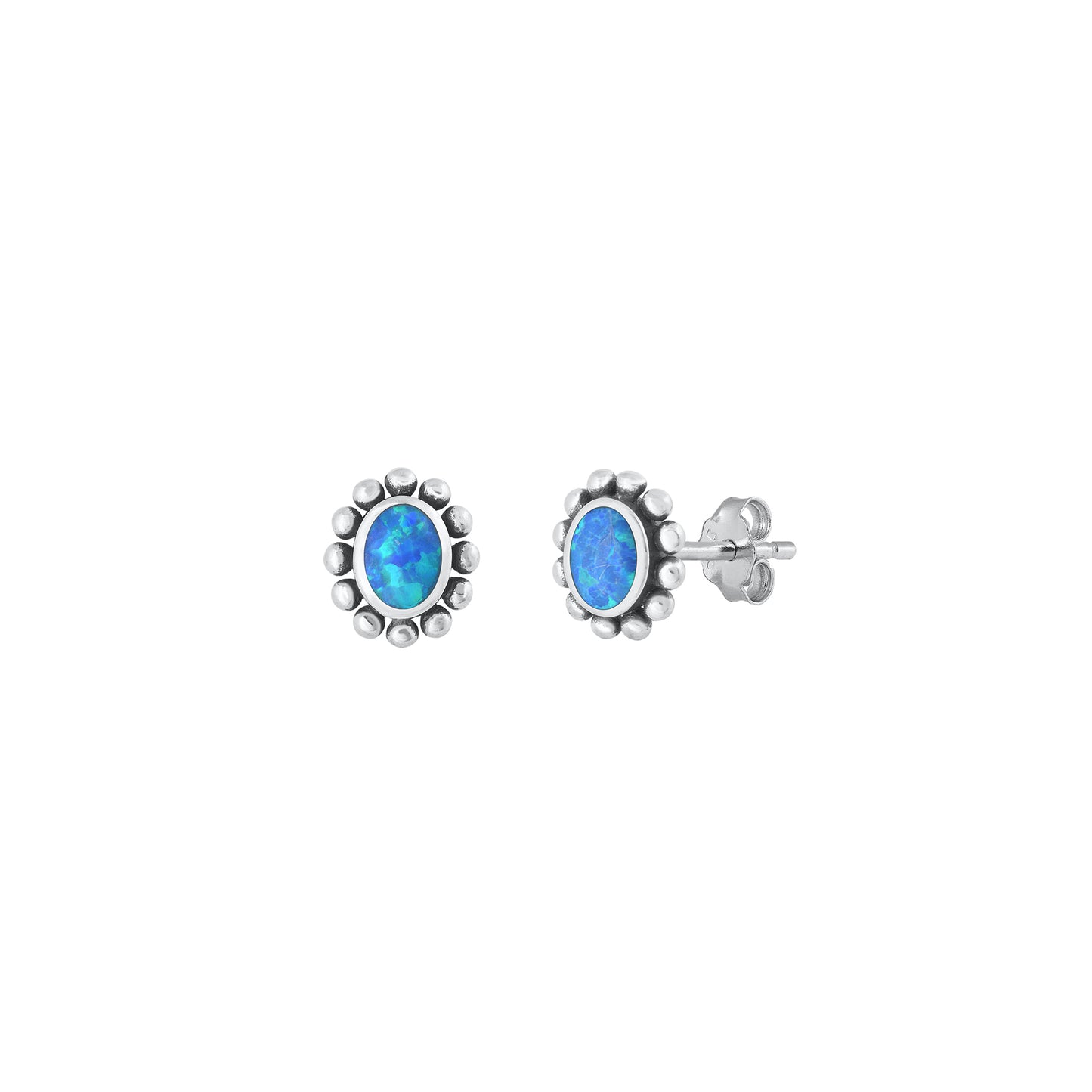 Silver Lab Opal Earrings
