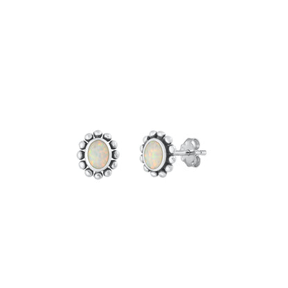 Silver Lab Opal Earrings