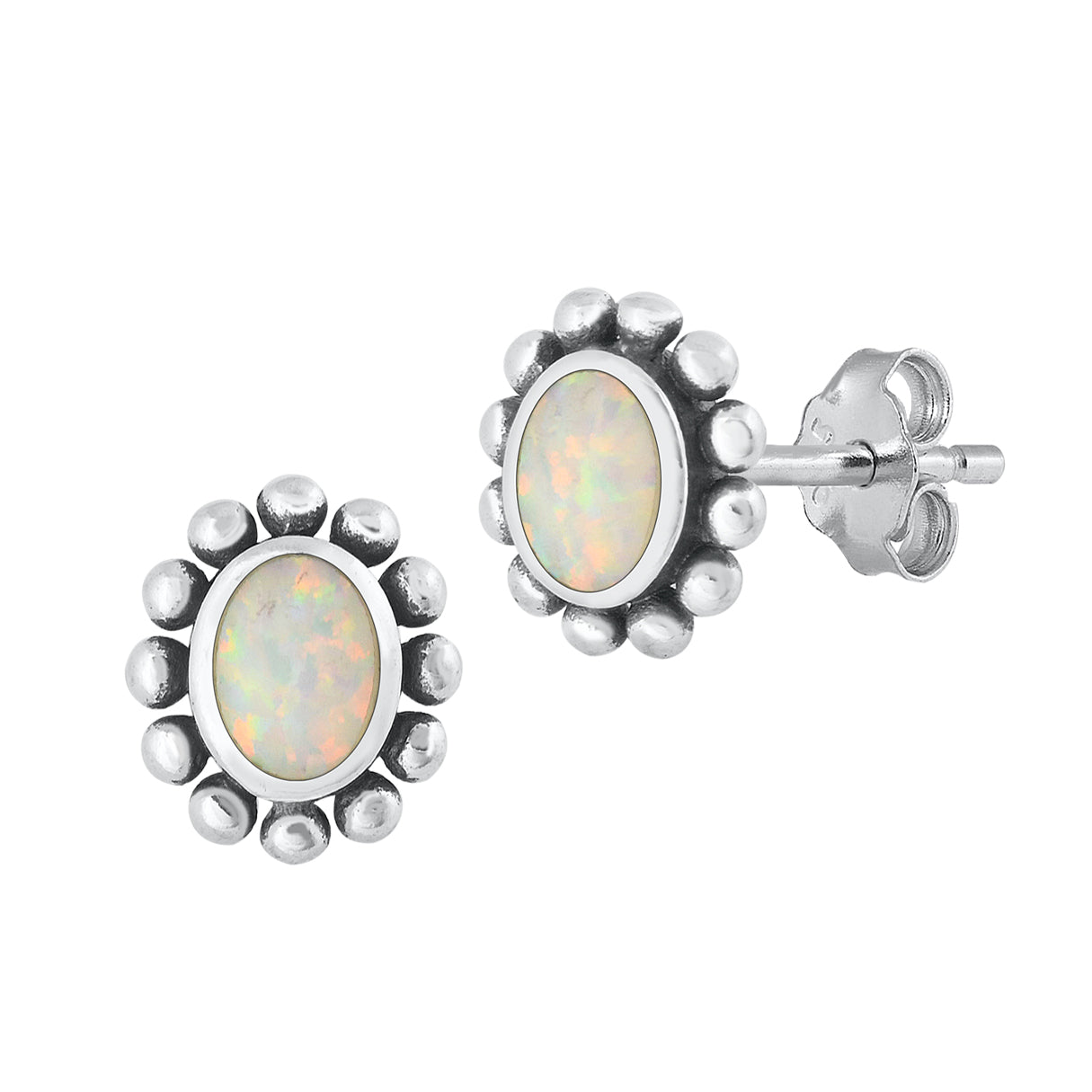 Silver Lab Opal Earrings