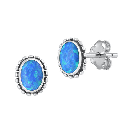 Silver Lab Opal Earrings