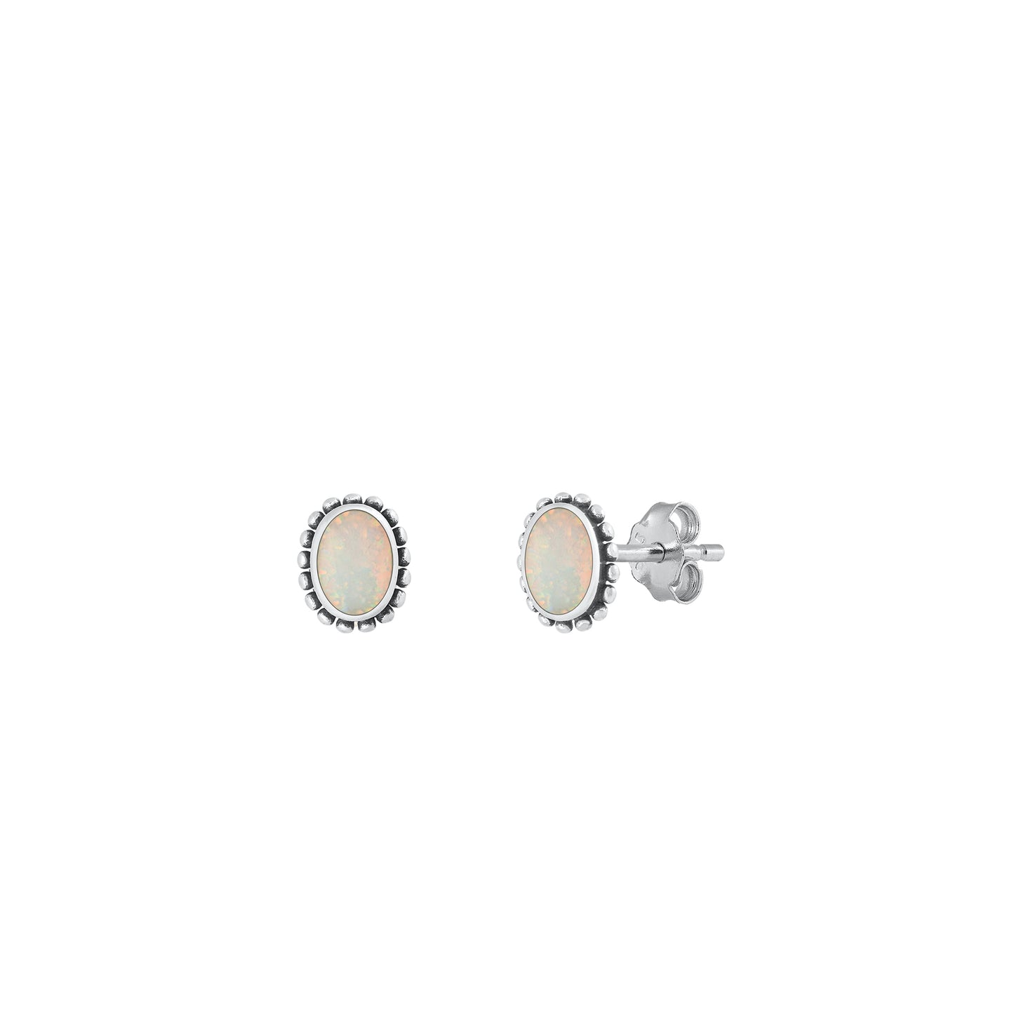 Silver Lab Opal Earrings