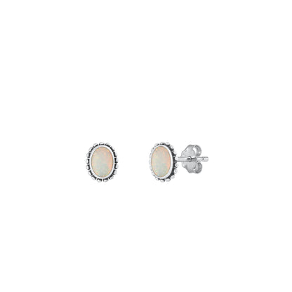 Silver Lab Opal Earrings