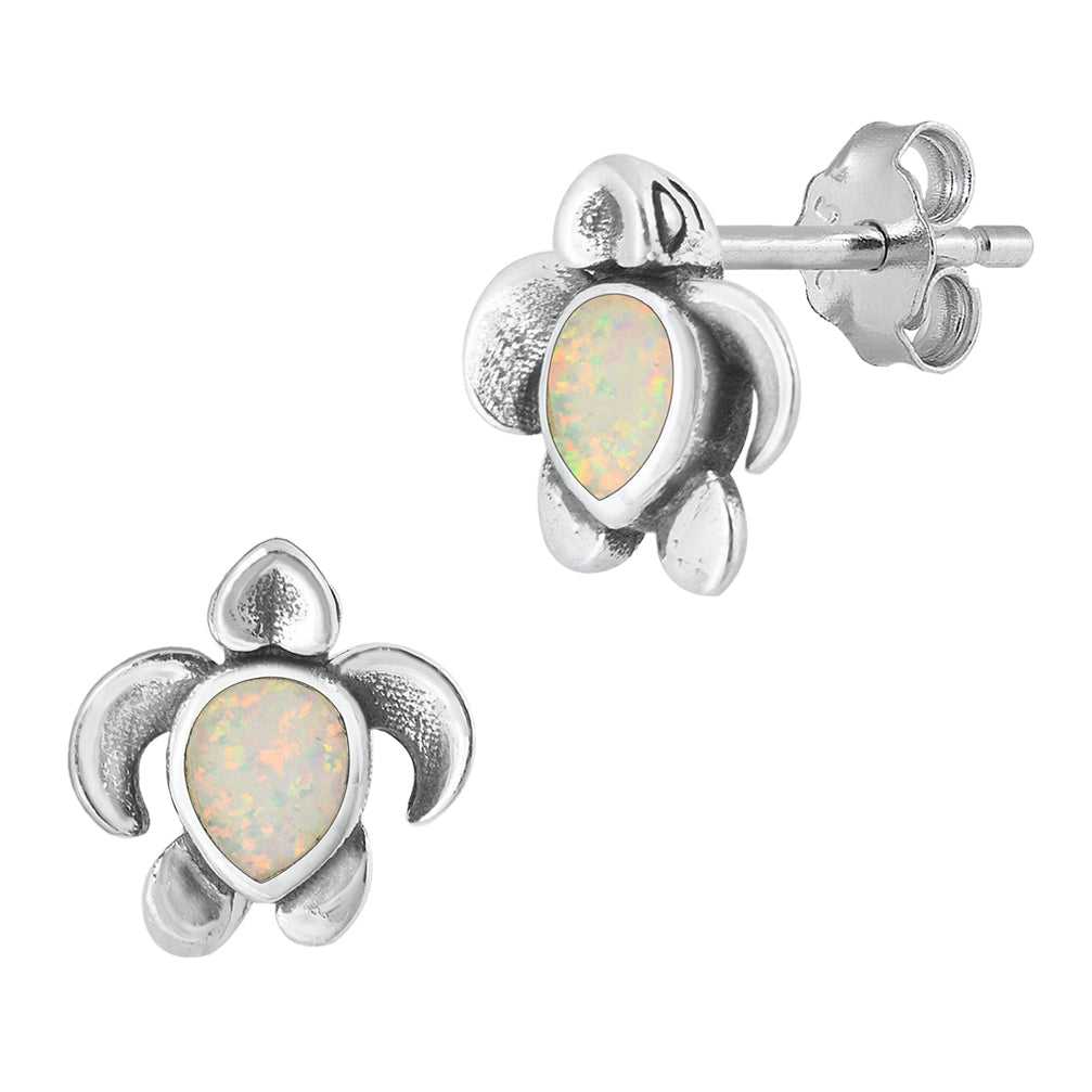 Silver Lab Opal Earrings