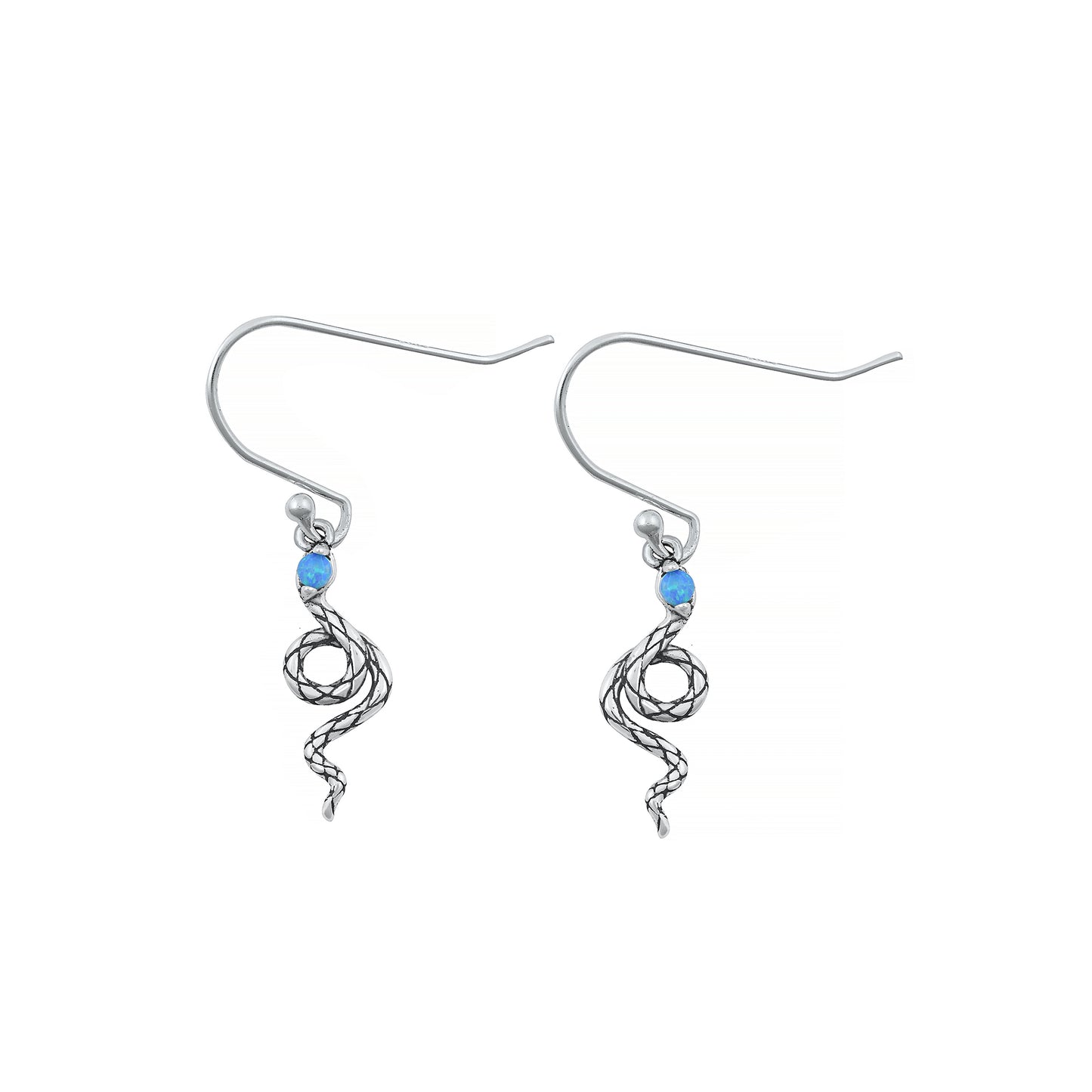 Silver Lab Opal Earrings - Snake