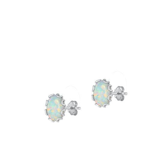 Silver Lab Opal Earring