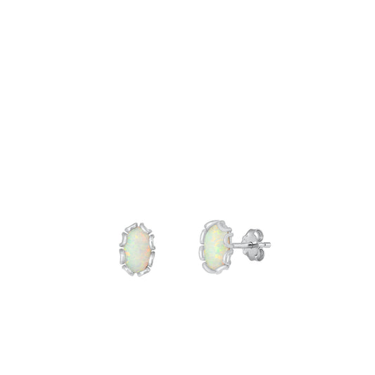 Silver Lab Opal Earrings