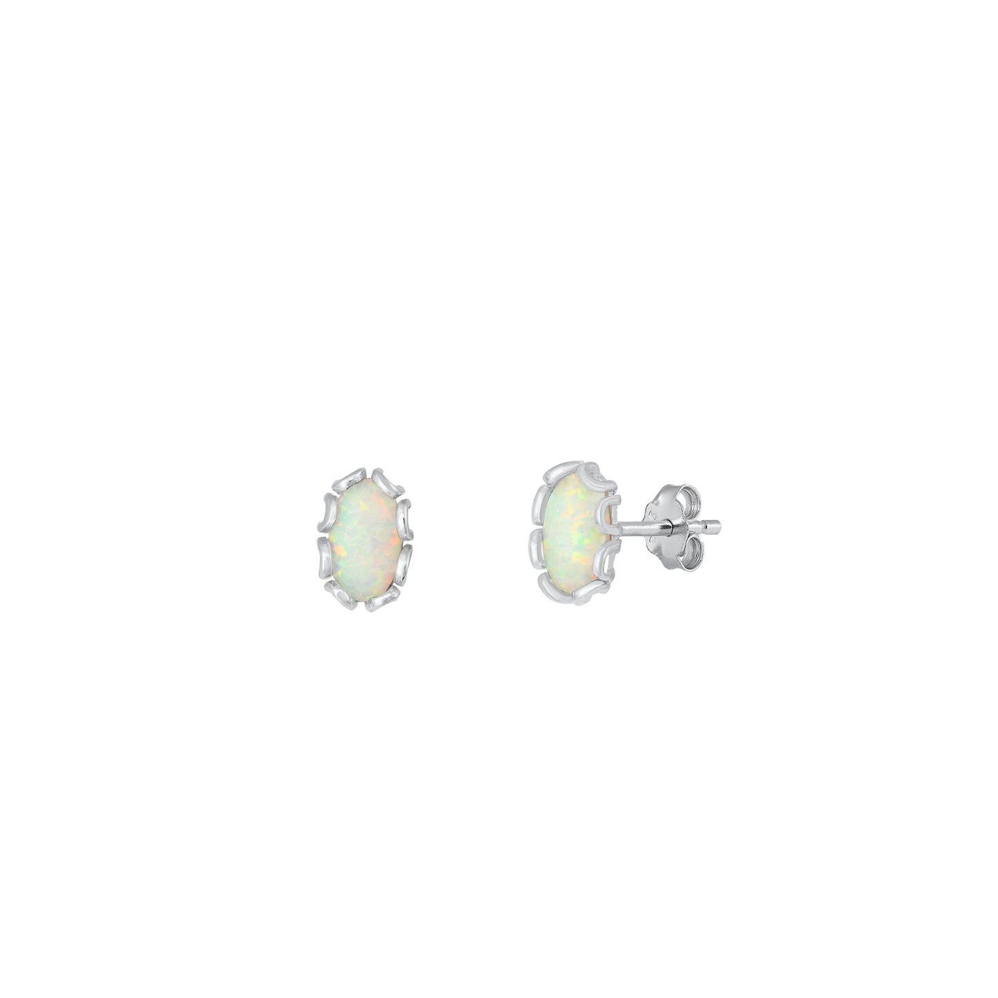 Silver Lab Opal Earrings