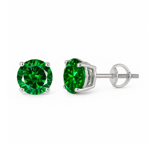 Lab Emerald Earrings - 3 mm