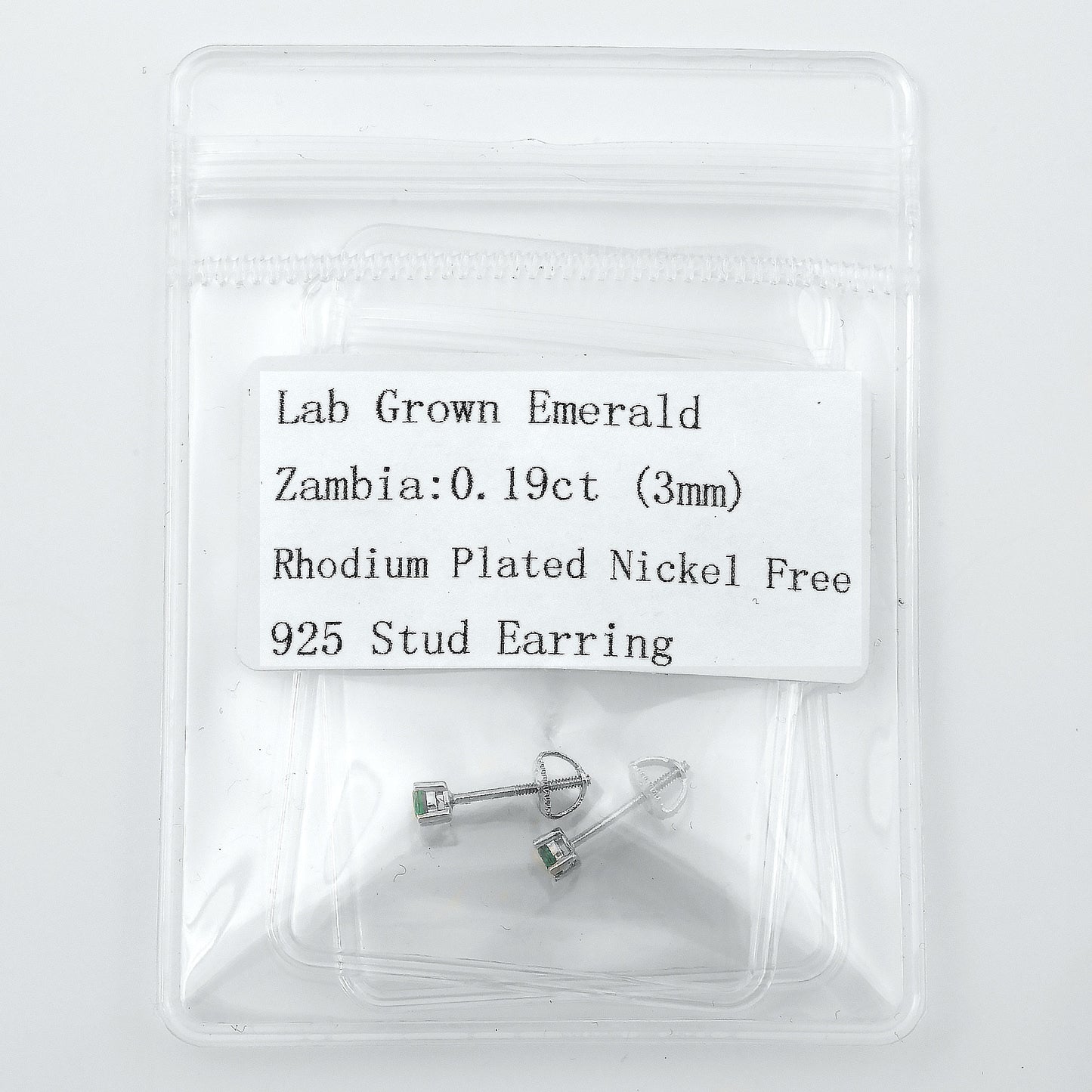 Lab Emerald Earrings - 3 mm