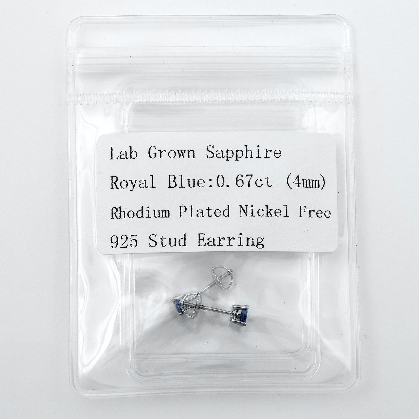Lab Sapphire Earrings - 4 mm