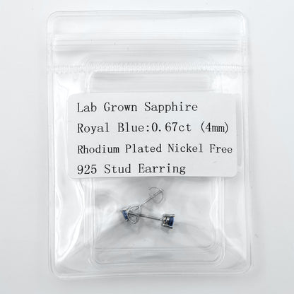 Lab Sapphire Earrings - 4 mm