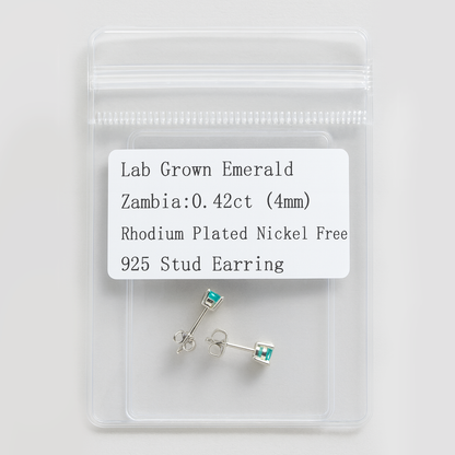 Lab Emerald Earrings - 4 mm