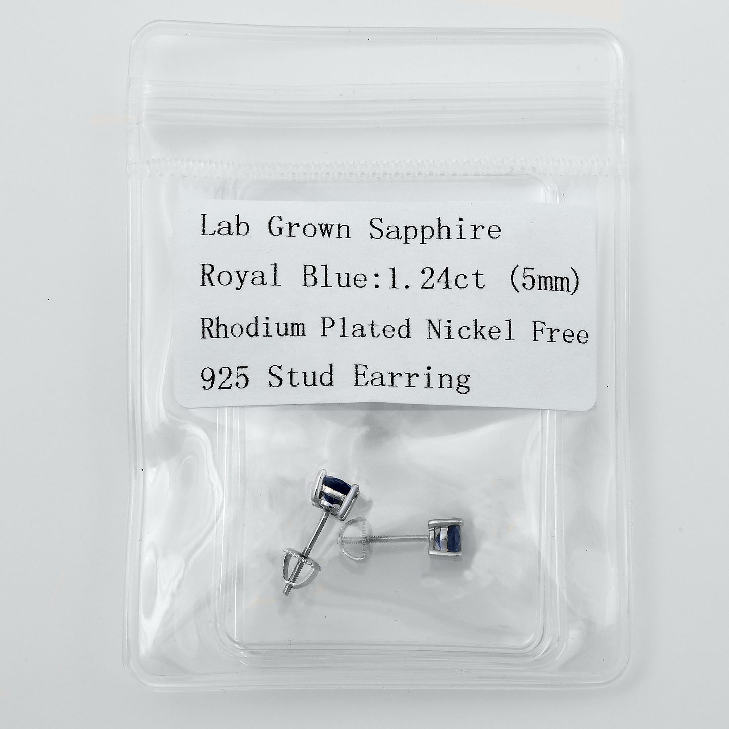 Lab Sapphire Earrings - 5 mm