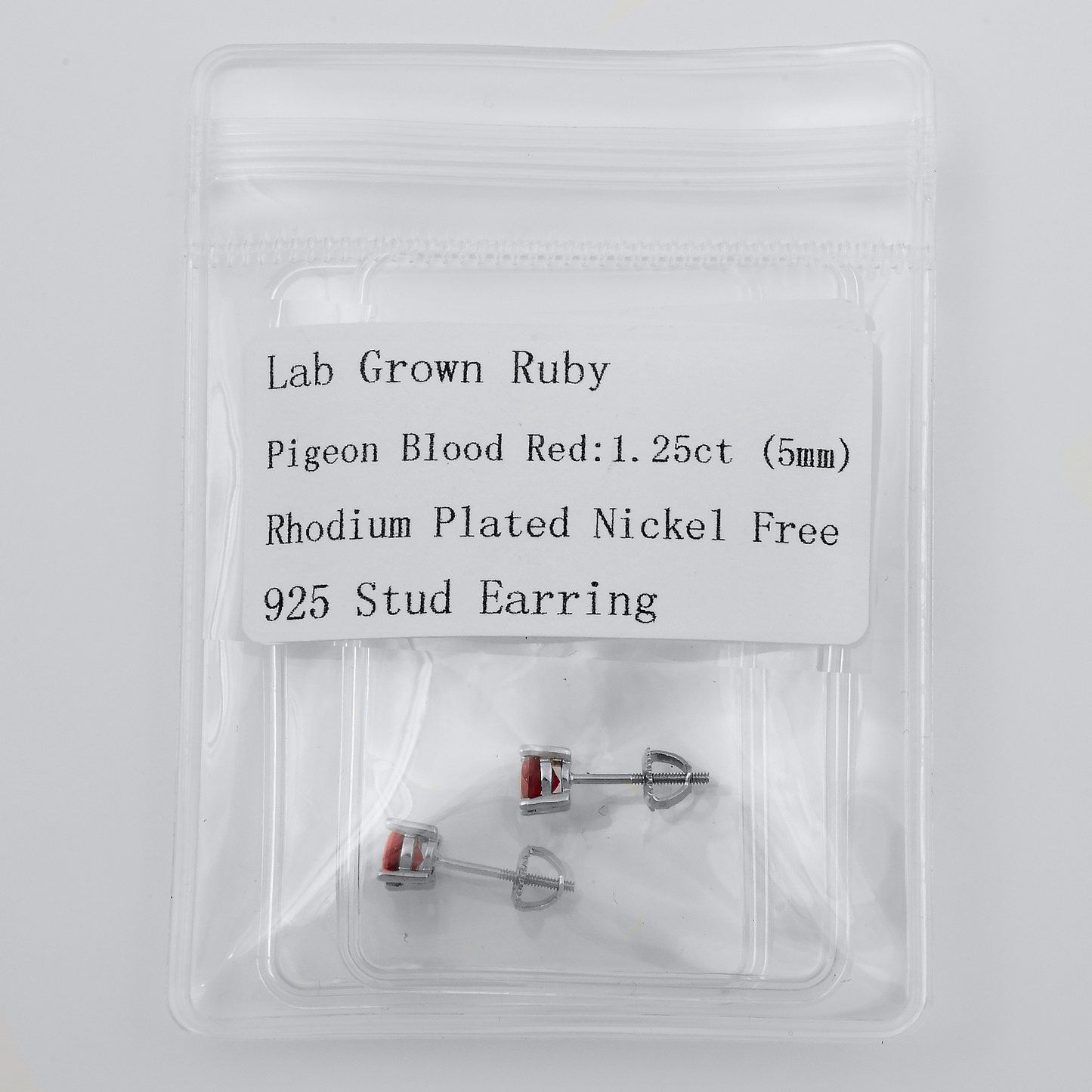 Lab Ruby Earrings - 5 mm