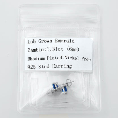 Lab Sapphire Earrings - 6 mm