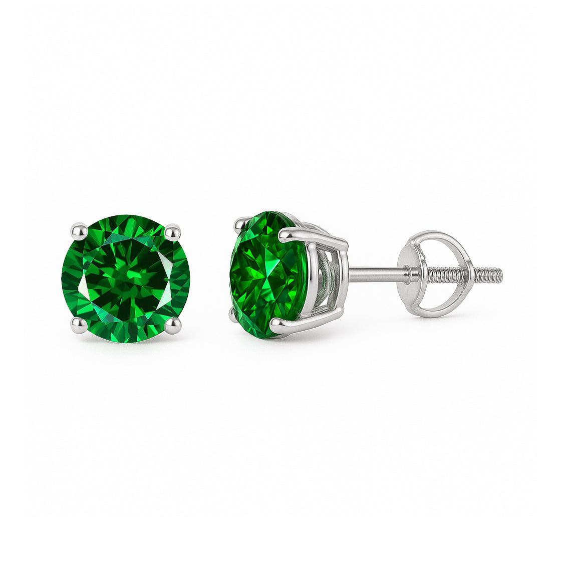 Lab Emerald Earrings - 6 mm
