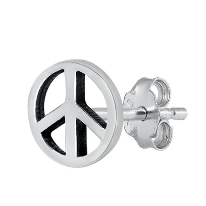 Silver Stud Earrings - Peace Sign